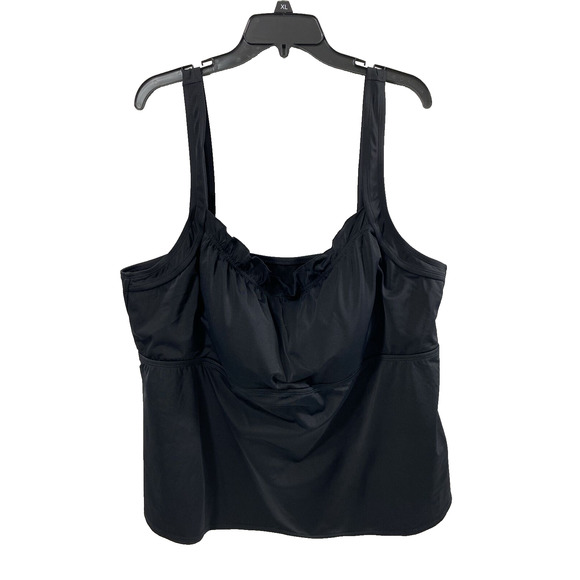 Fashion Bug Tankini Top Womens Plus Size 28 Black Bathing Suit‎ Top Swimwear - Picture 1 of 9